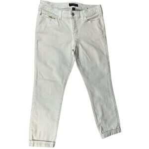 Banana Republic Skinny Fit Size 28/6 Cuffed 92% Cotton Stretch White Work Pants